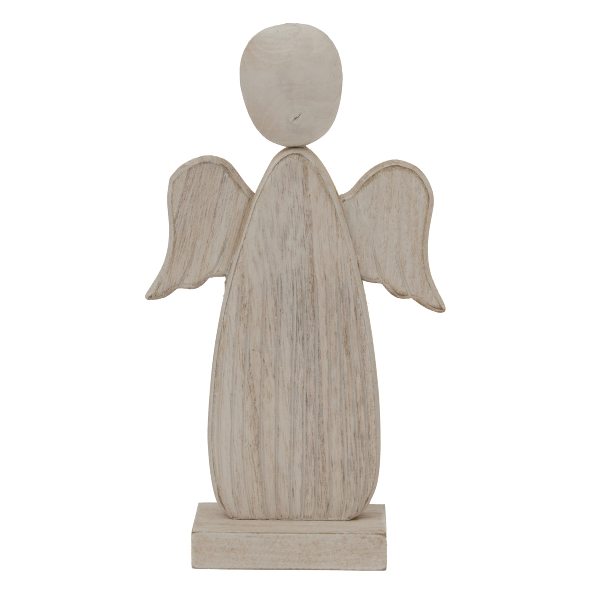 Large Whitewashed Rustic Angel - BROWN