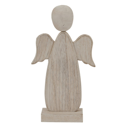 Large Whitewashed Rustic Angel - BROWN