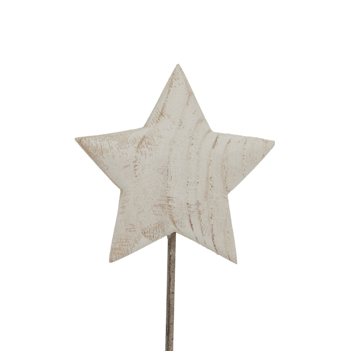 Whitewashed Rustic Star On Stand - WHITE