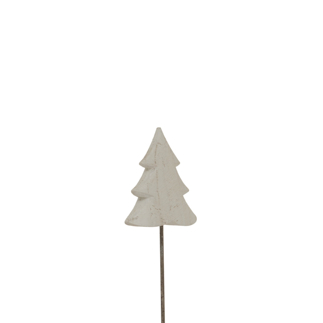 Whitewashed Rustic Tree On Stand - WHITE
