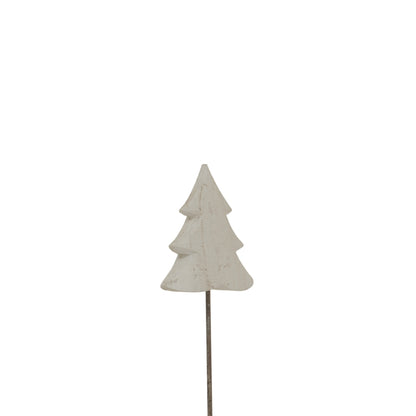 Whitewashed Rustic Tree On Stand - WHITE