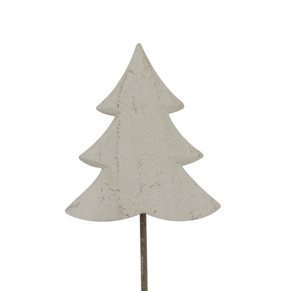 Whitewashed Rustic Tree On Stand - WHITE