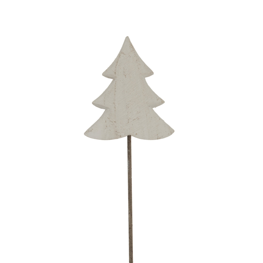 Whitewashed Rustic Tree On Stand - WHITE