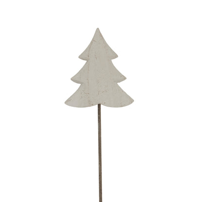 Whitewashed Rustic Tree On Stand - WHITE