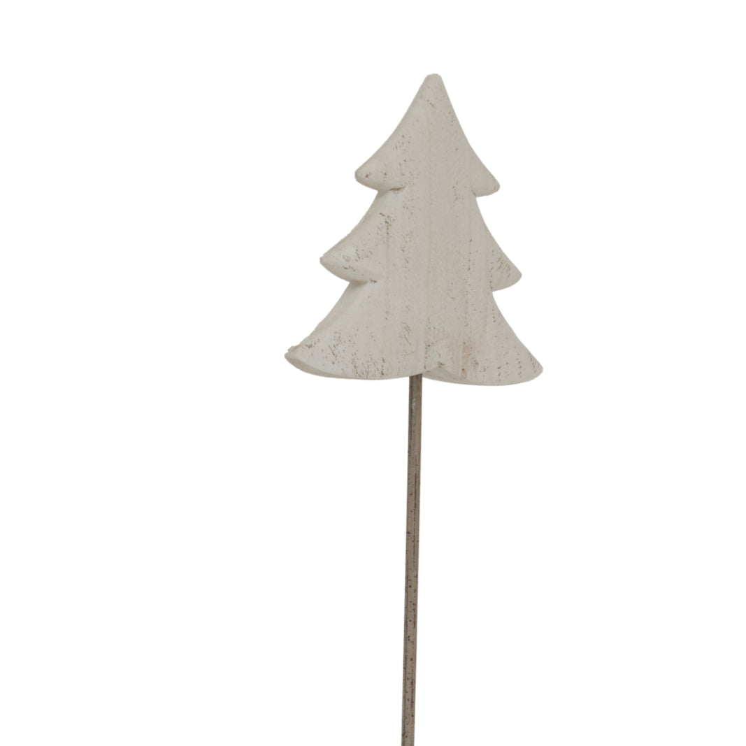 Large Whitewashed Rustic Tree On Stand - WHITE