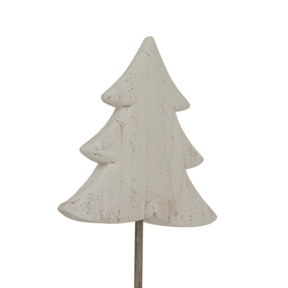 Large Whitewashed Rustic Tree On Stand - WHITE
