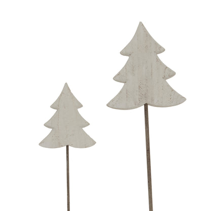 Large Whitewashed Rustic Tree On Stand - WHITE
