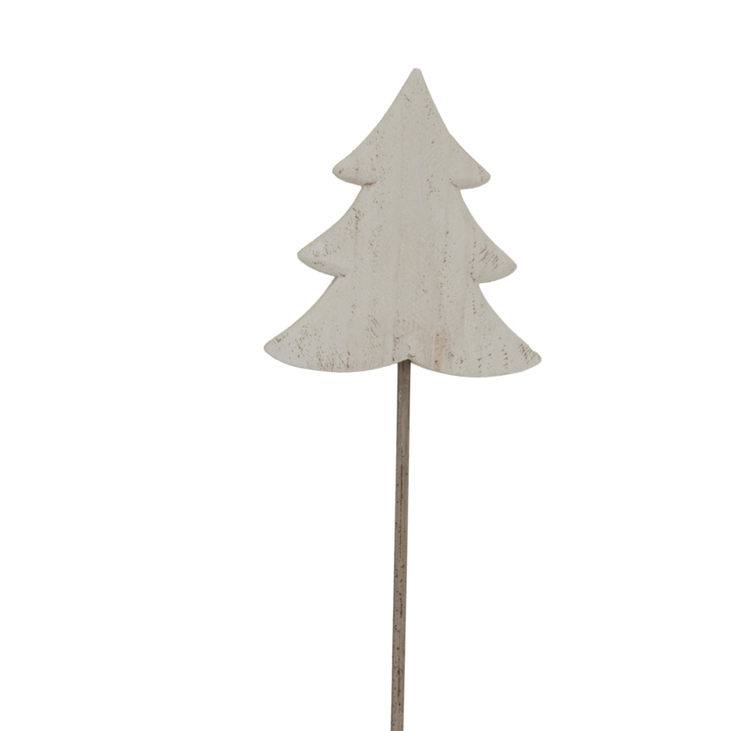 Large Whitewashed Rustic Tree On Stand - WHITE