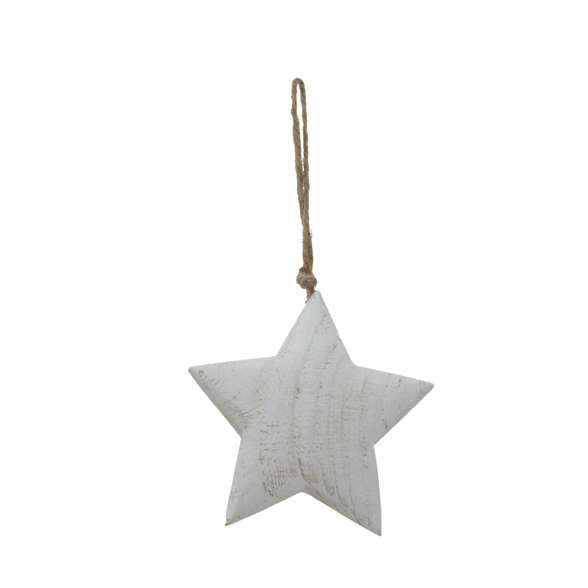 Whitewashed Rustic Hanging Star - WHITE