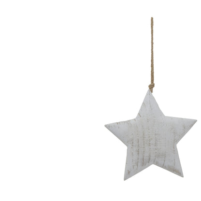 Large Whitewashed Rustic Hanging Star - WHITE