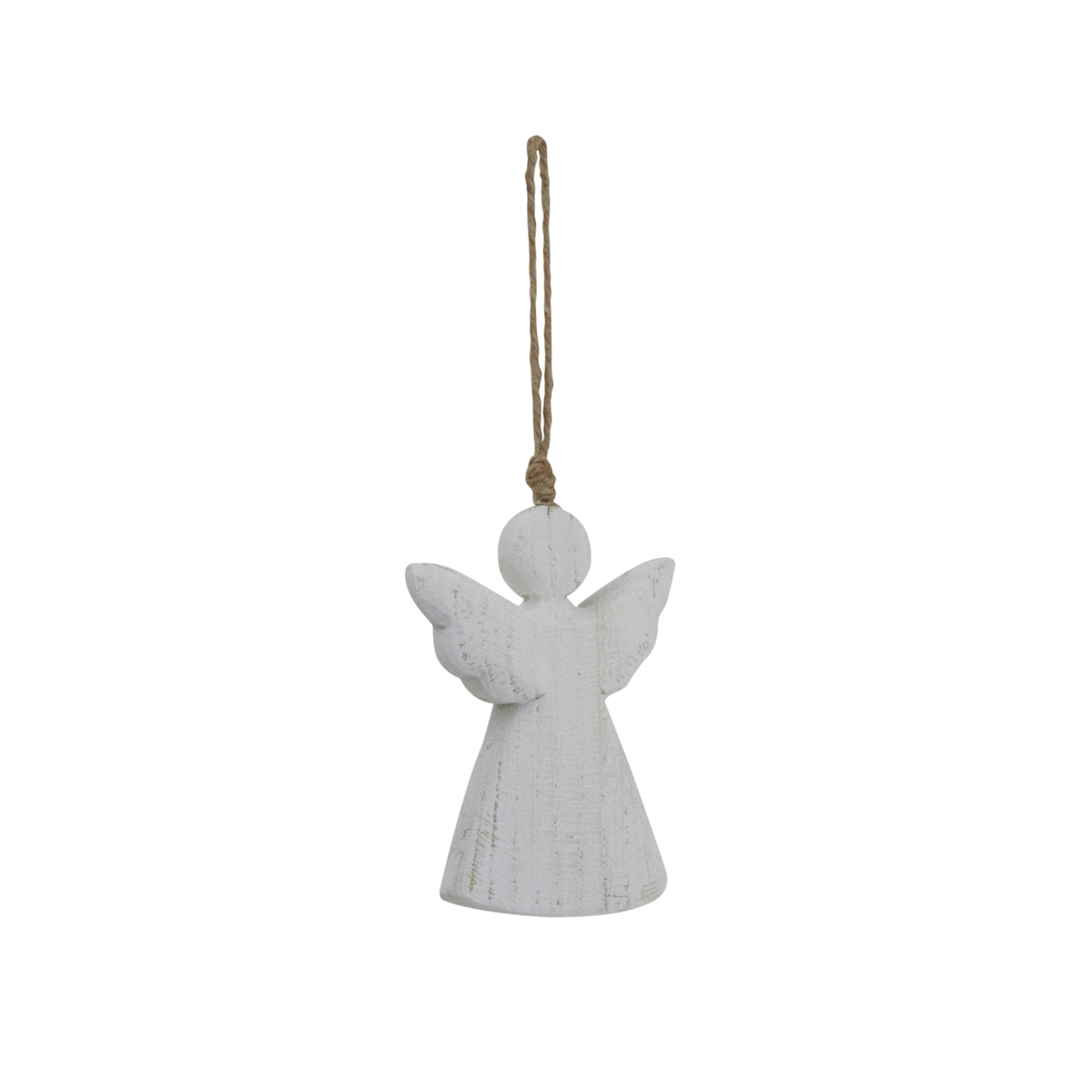 Whitewashed Rustic Hanging Angel - WHITE