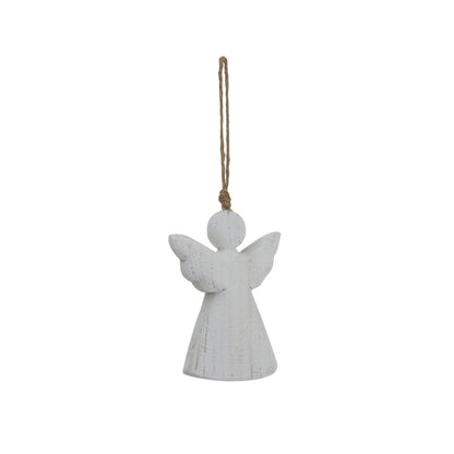 Whitewashed Rustic Hanging Angel - WHITE