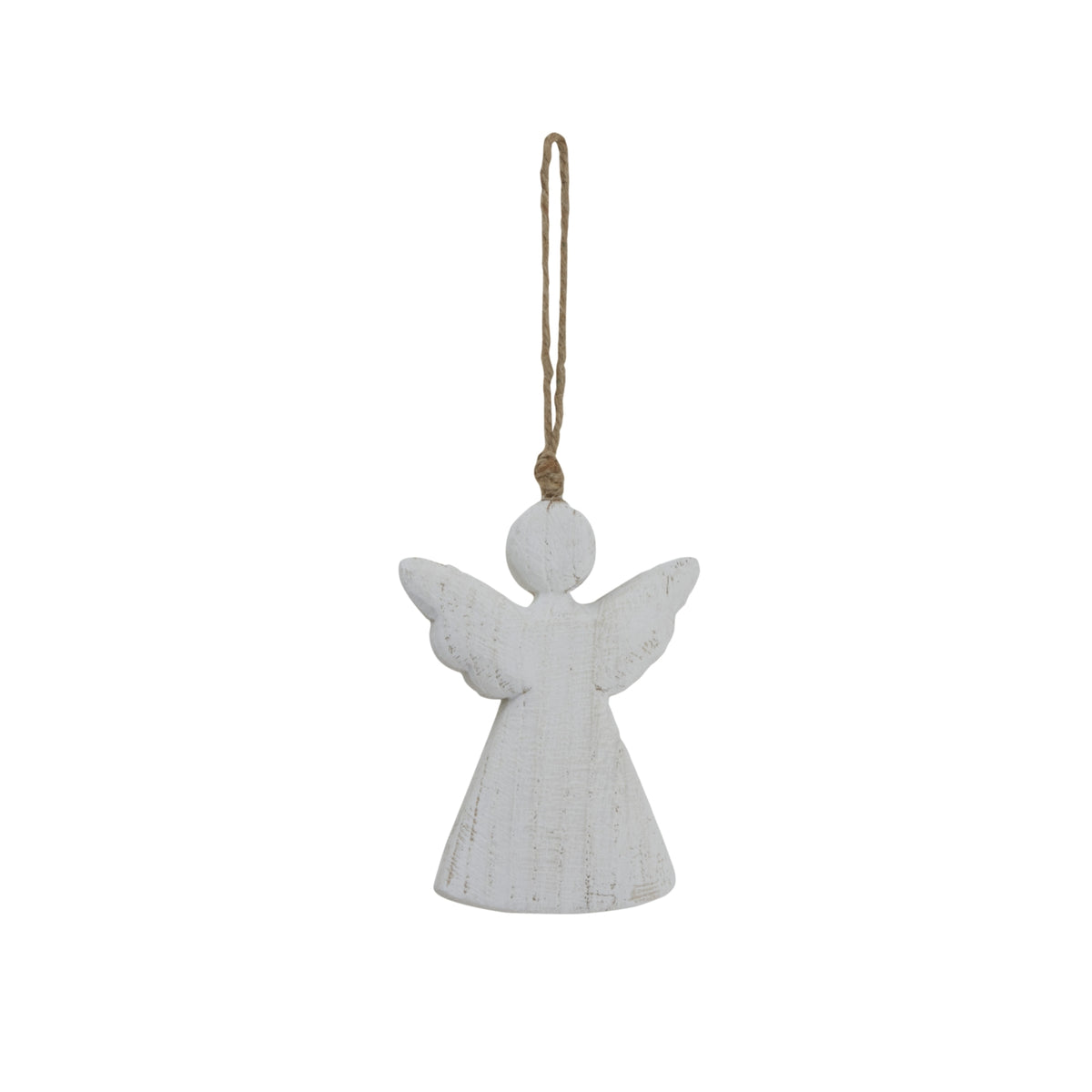 Whitewashed Rustic Hanging Angel - WHITE