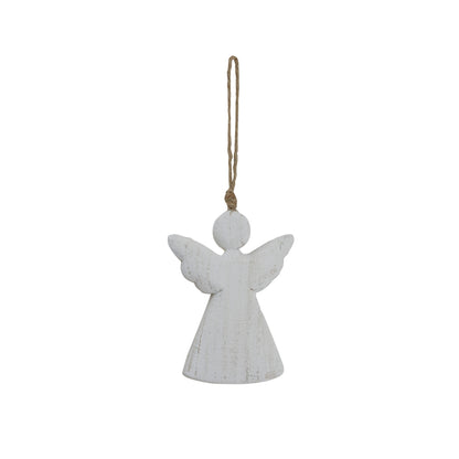 Whitewashed Rustic Hanging Angel - WHITE