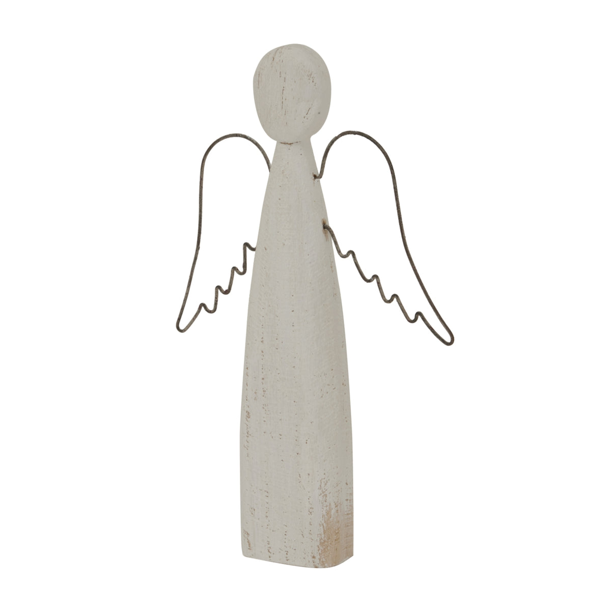 Whitewashed Rustic Standing Angel - WHITE