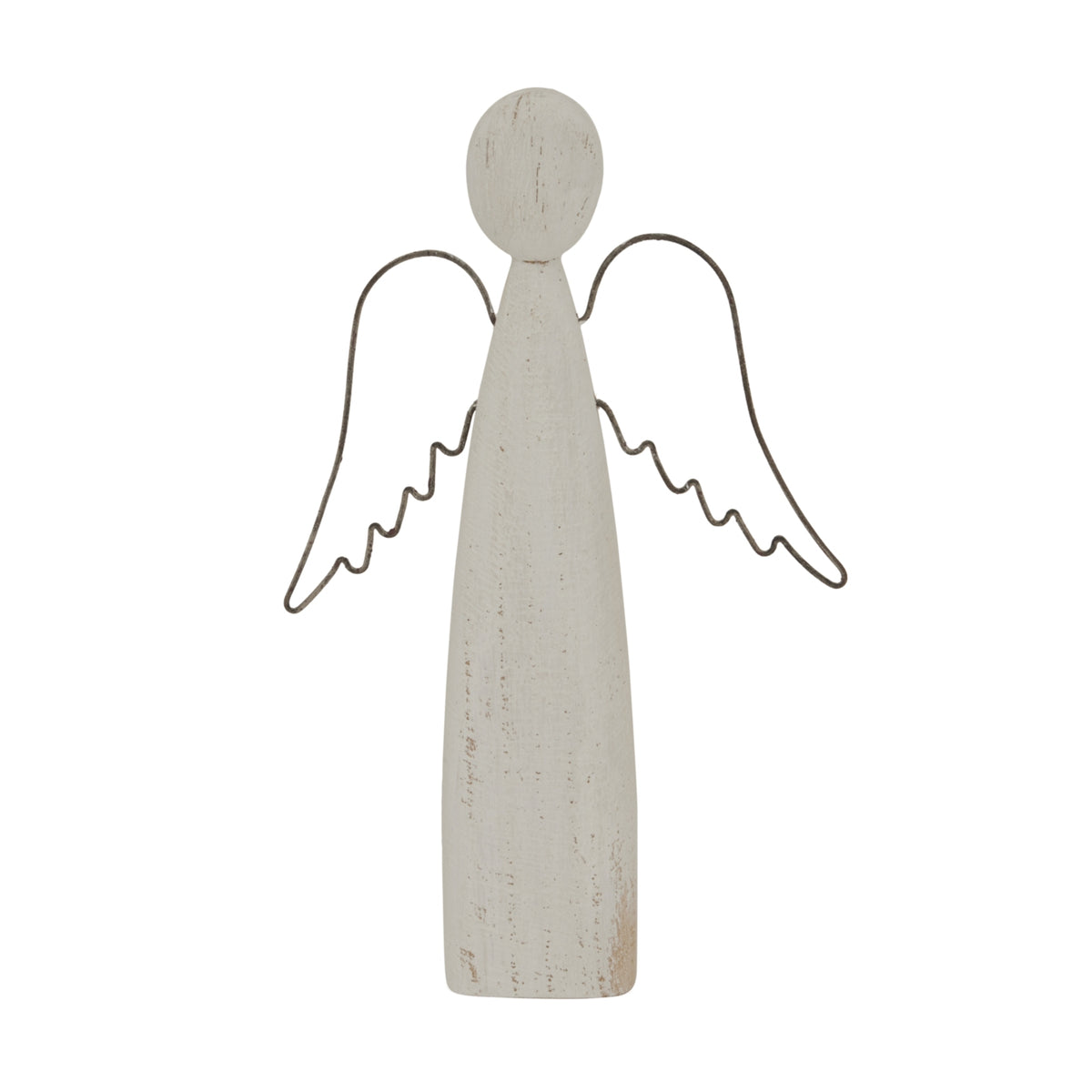 Whitewashed Rustic Standing Angel - WHITE