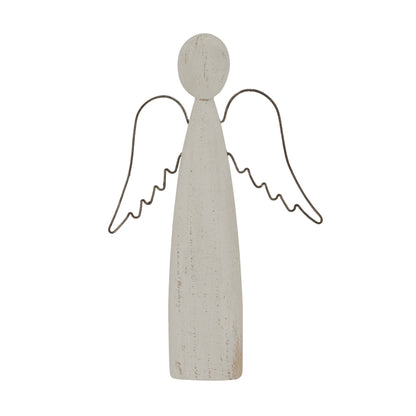 Whitewashed Rustic Standing Angel - WHITE