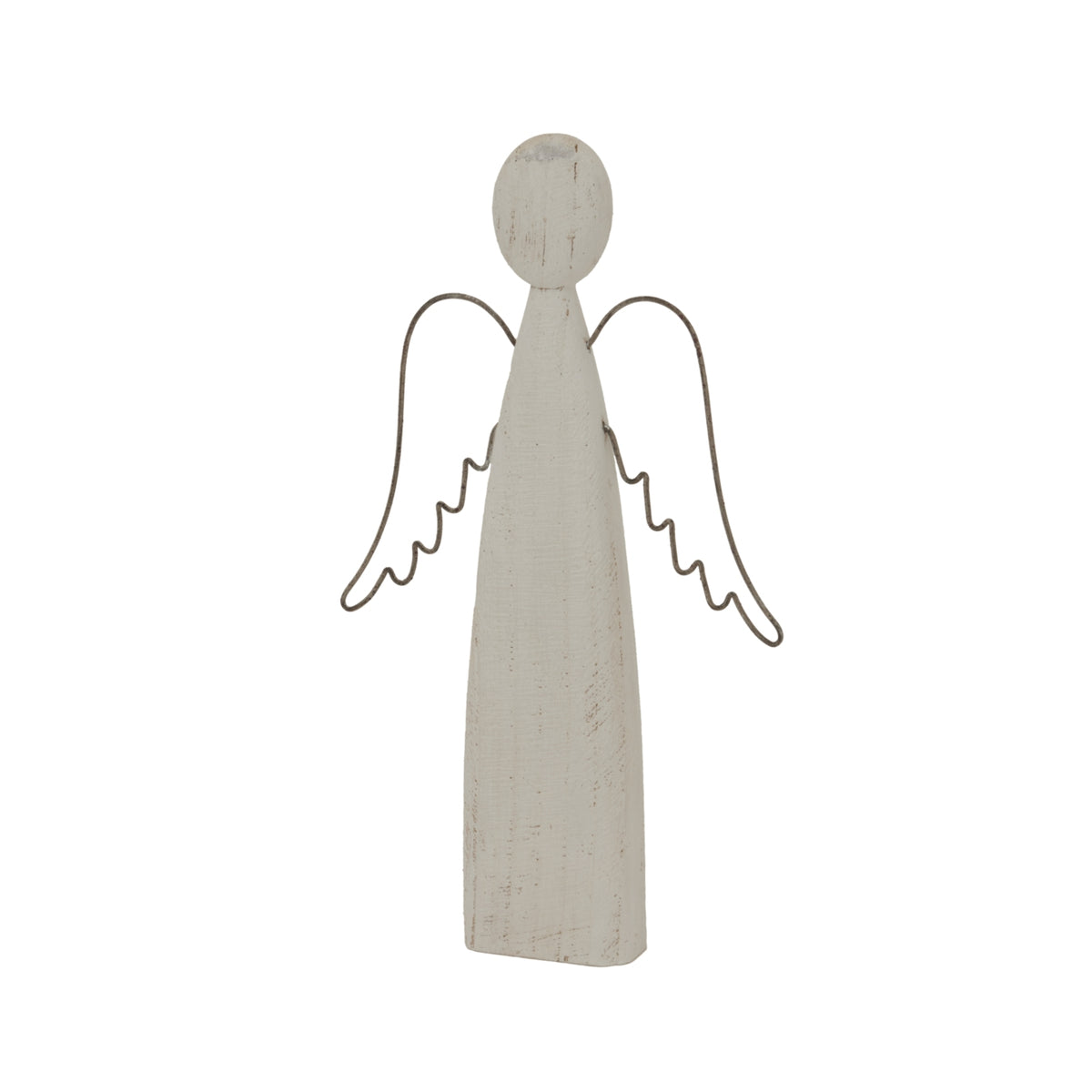 Large Whitewashed Rustic Standing Angel - WHITE
