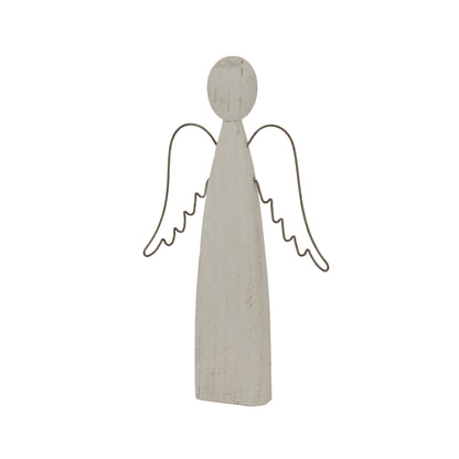 Large Whitewashed Rustic Standing Angel - WHITE