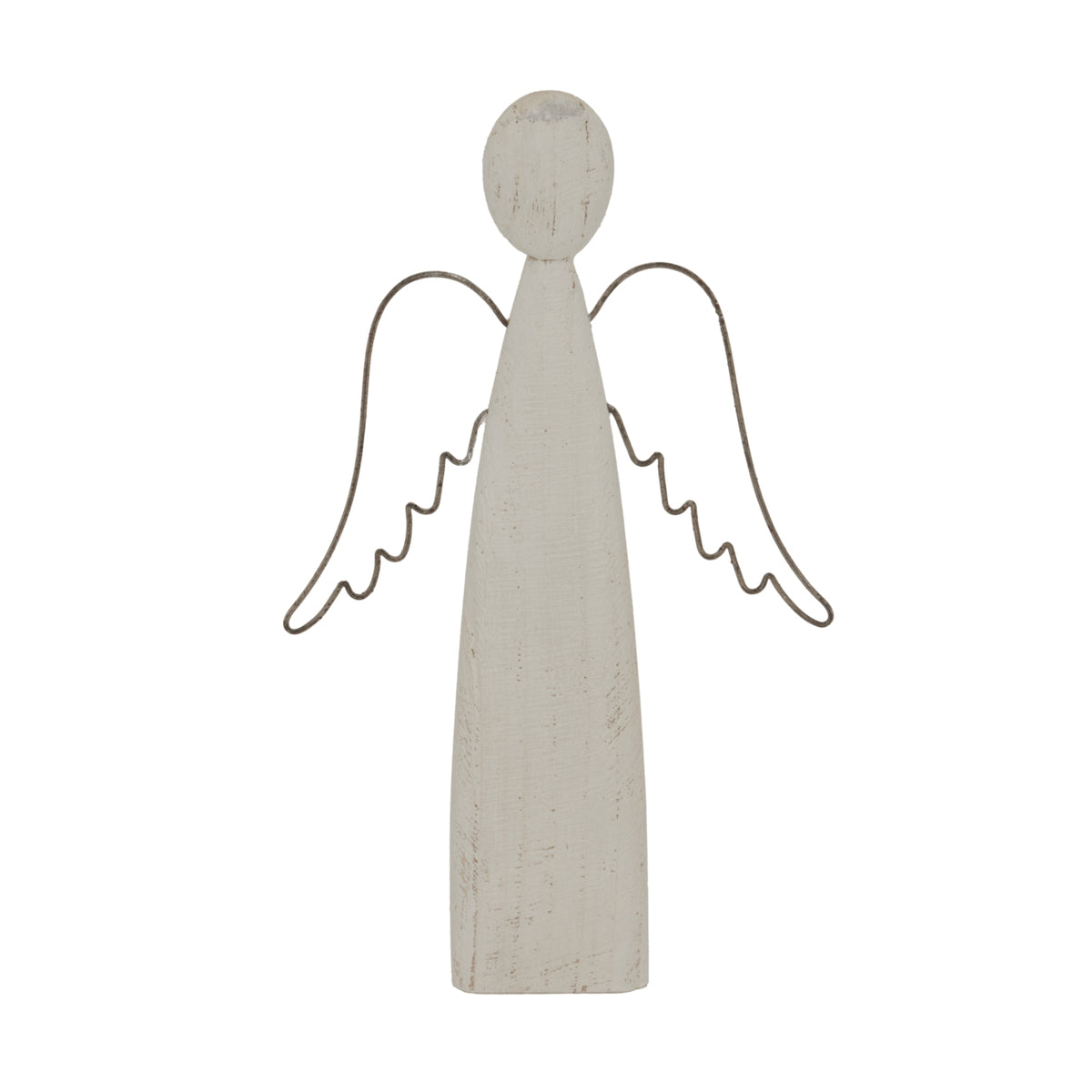 Large Whitewashed Rustic Standing Angel - WHITE
