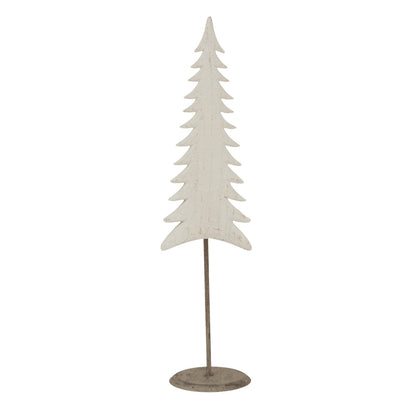 Medium Whitewashed Tall Tree On Stand - WHITE