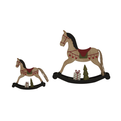 Rustic Decorated Rocking Horse - BROWN