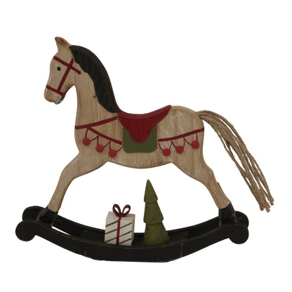 Rustic Decorated Rocking Horse - BROWN
