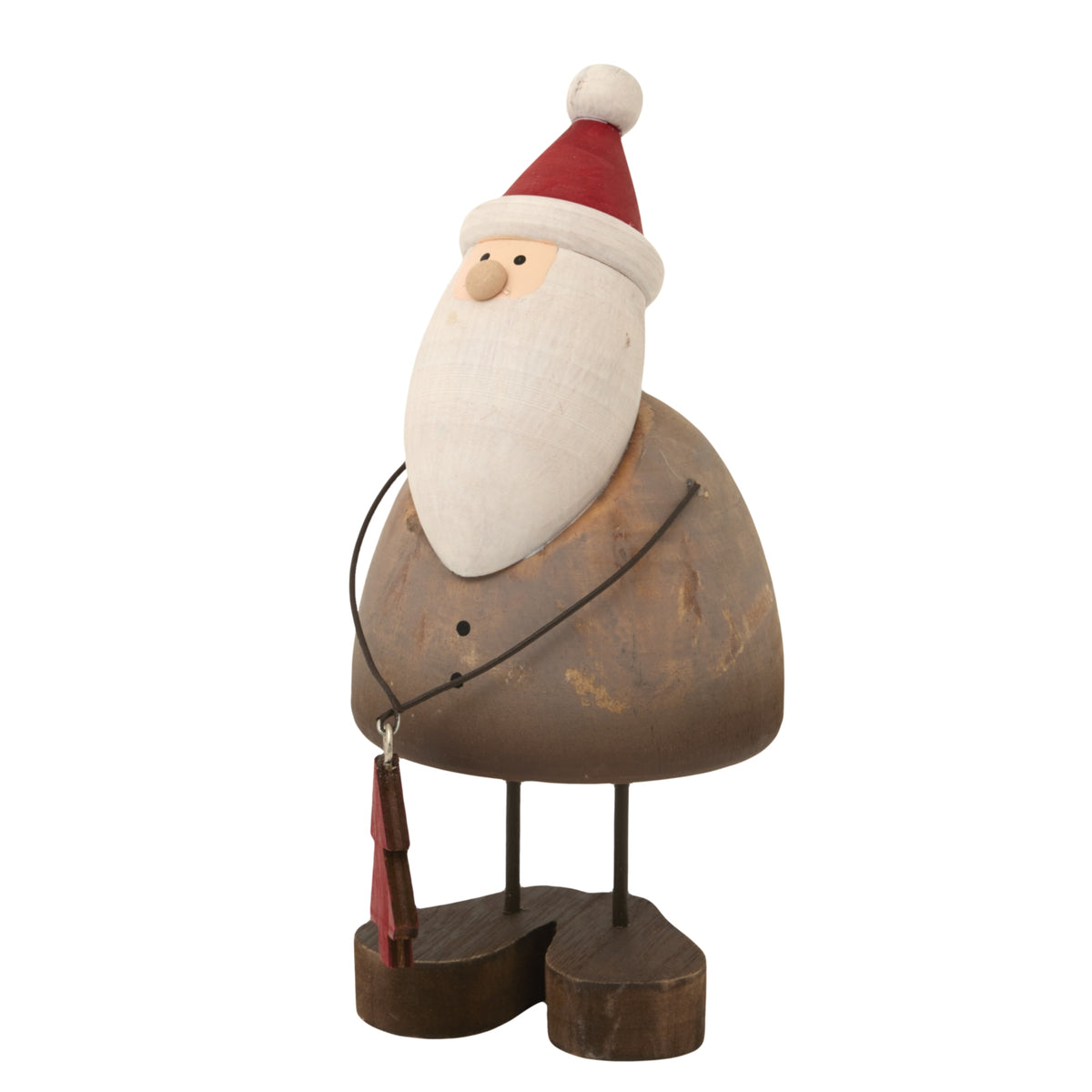 Large Rustic Santa With Tree Decoration - BROWN