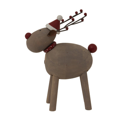 Large Rustic Rudolf With Hat - BROWN