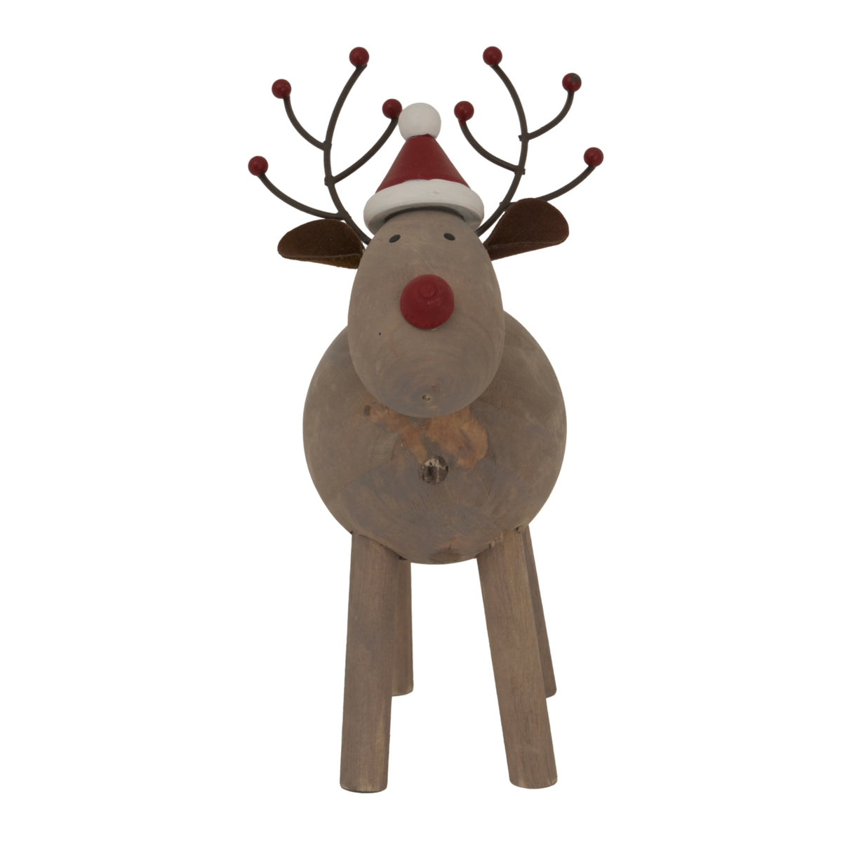 Large Rustic Rudolf With Hat - BROWN