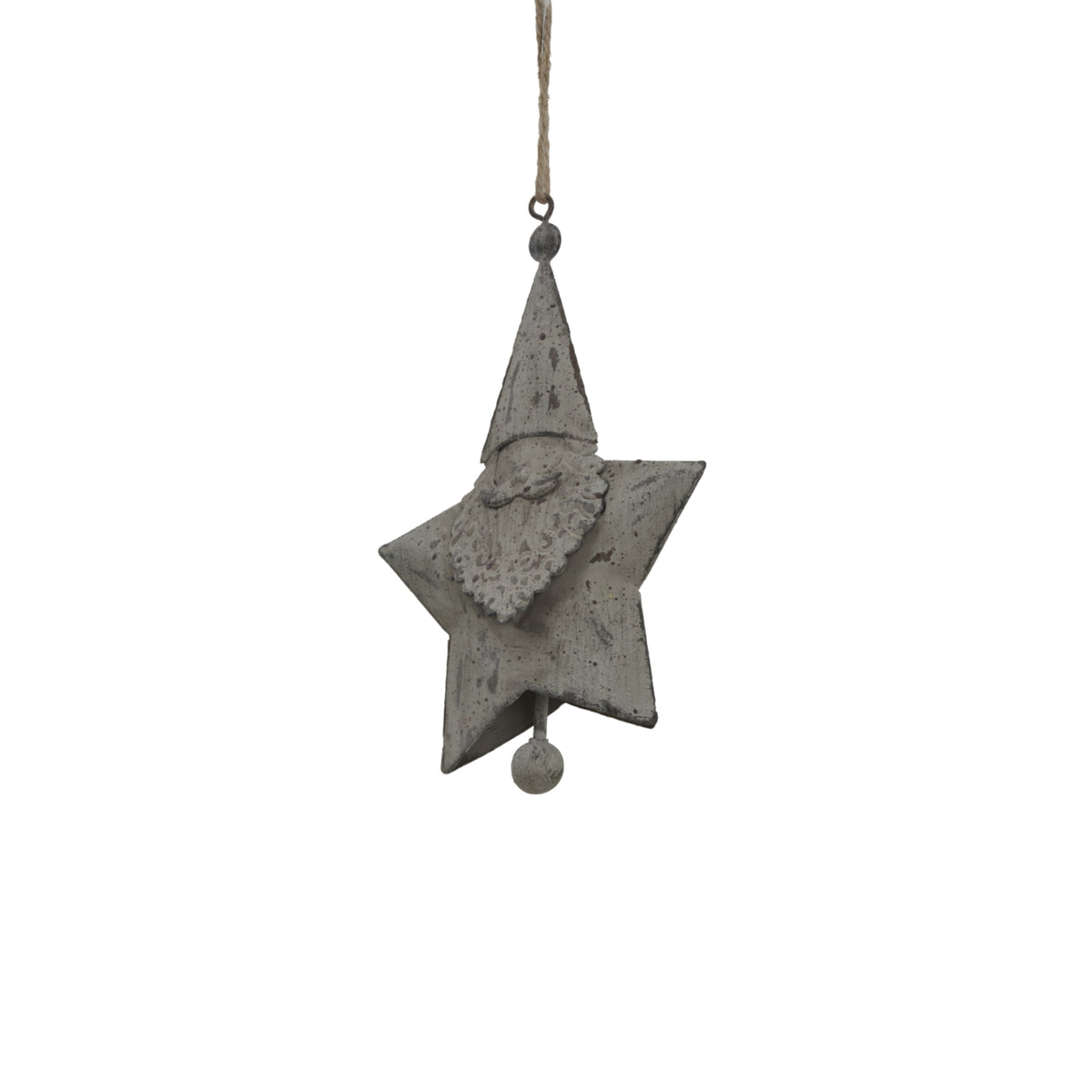 Rustic Hanging Santa Star - WHITE