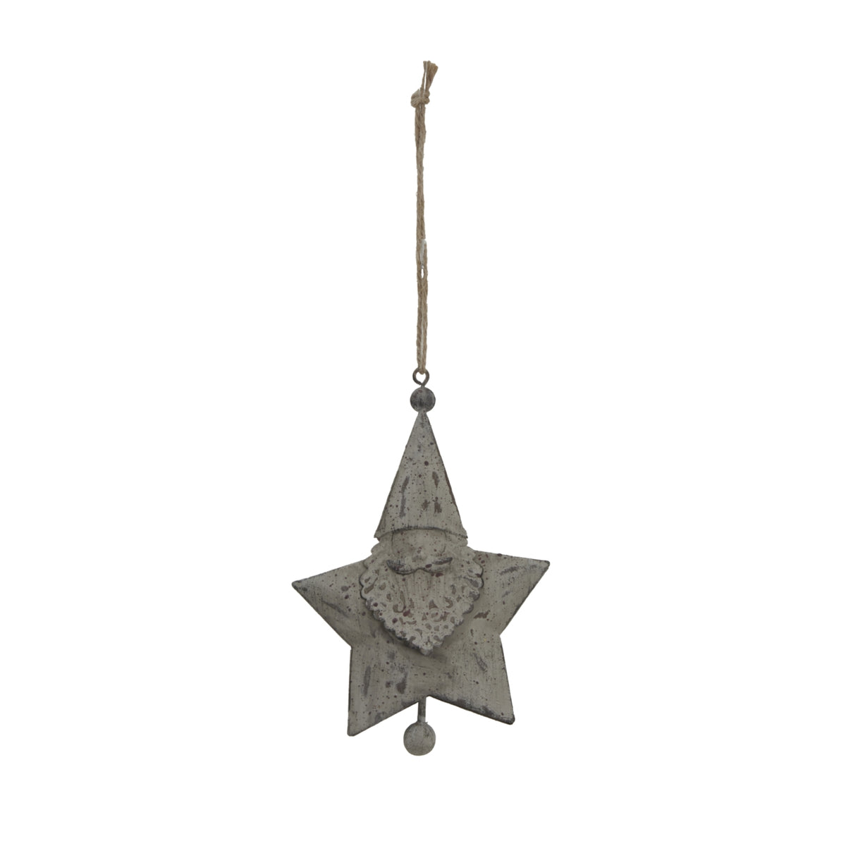 Rustic Hanging Santa Star - WHITE