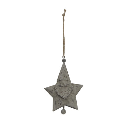 Rustic Hanging Santa Star - WHITE