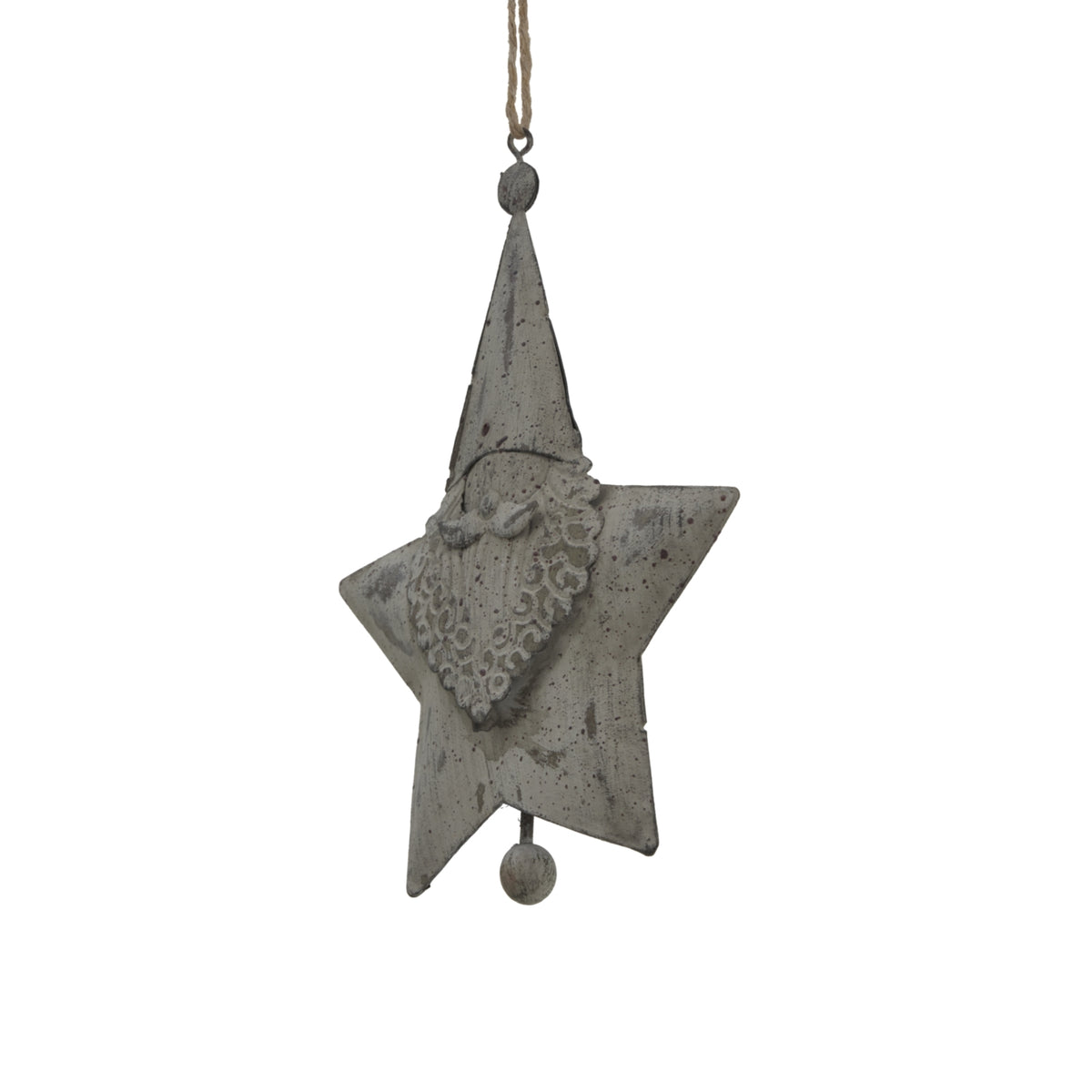 Large Rustic Hanging Santa Star - WHITE