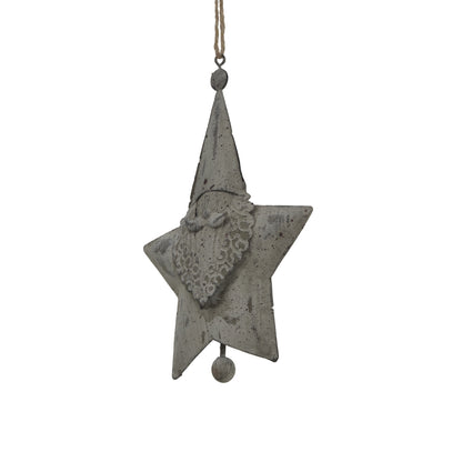 Large Rustic Hanging Santa Star - WHITE