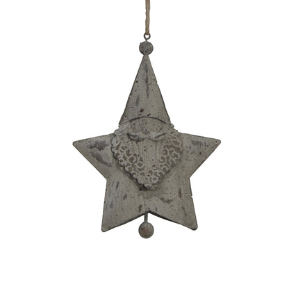 Large Rustic Hanging Santa Star - WHITE