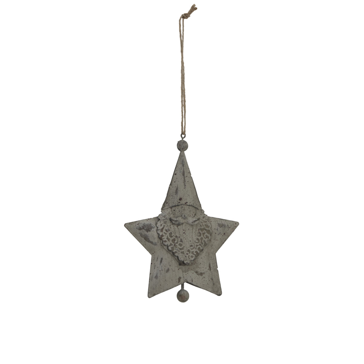 Large Rustic Hanging Santa Star - WHITE