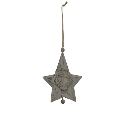 Large Rustic Hanging Santa Star - WHITE