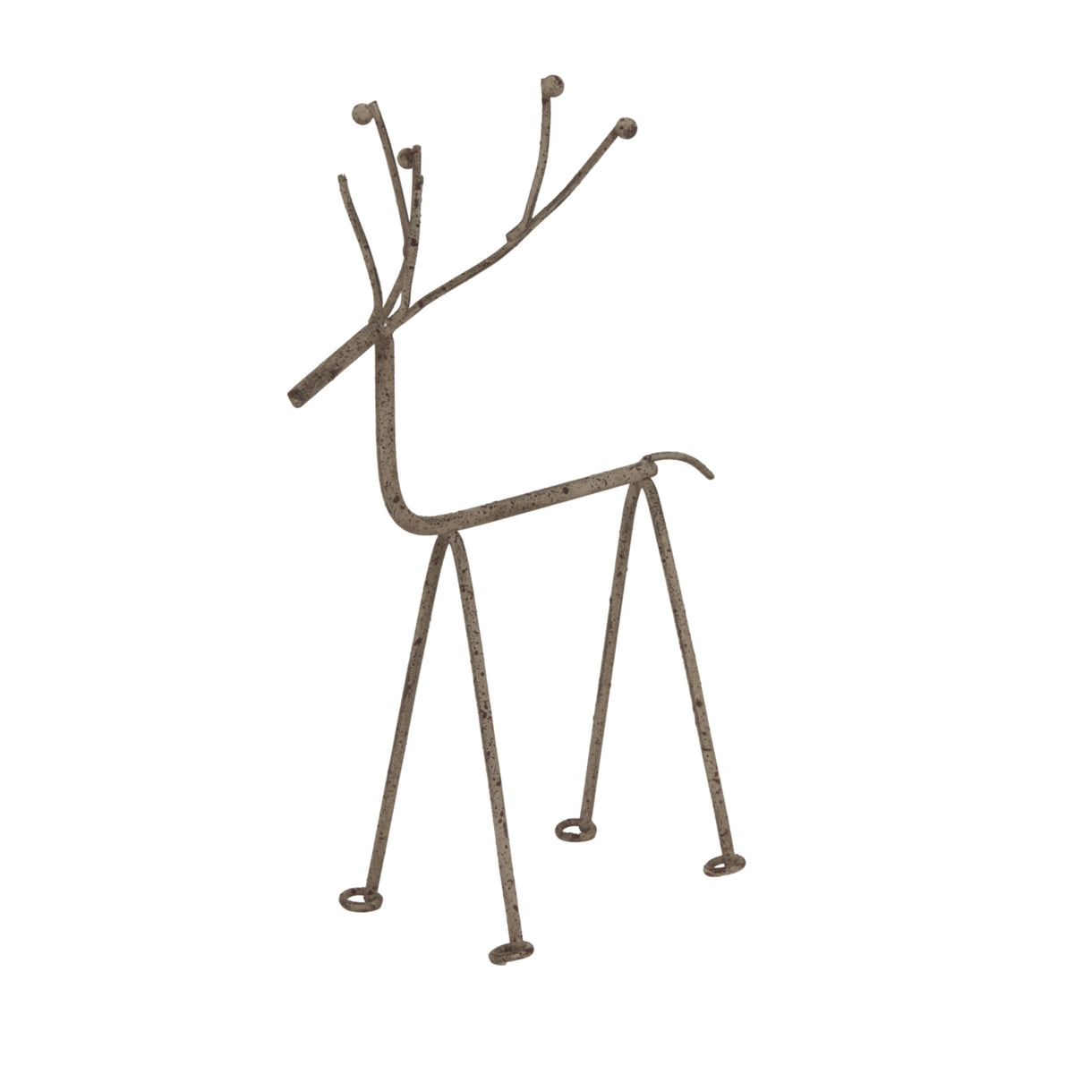 Rustic Metal Reindeer On Stand - SILVER