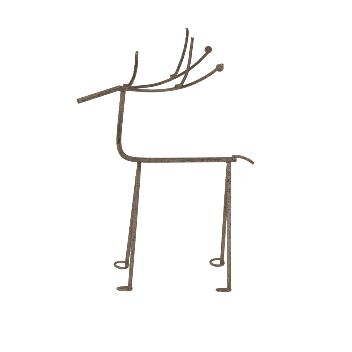 Medium Rustic Metal Reindeer On Stand - SILVER
