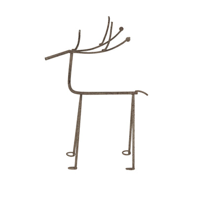 Medium Rustic Metal Reindeer On Stand - SILVER