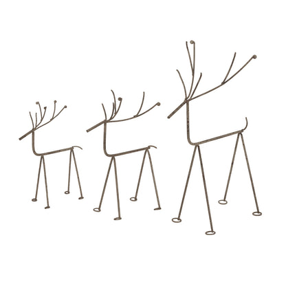 Medium Rustic Metal Reindeer On Stand - SILVER