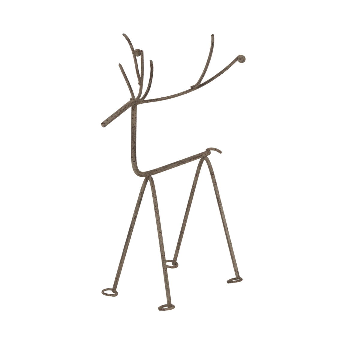 Medium Rustic Metal Reindeer On Stand - SILVER