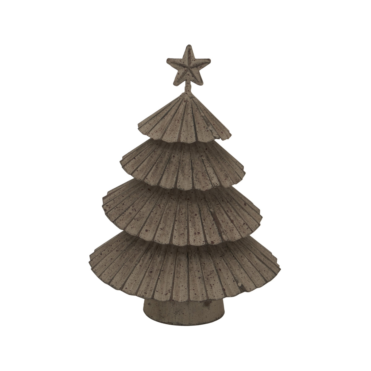 Rustic Metal Layered Tree With Star - SILVER