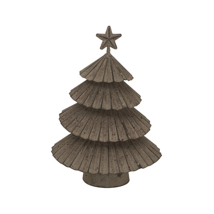 Rustic Metal Layered Tree With Star - SILVER