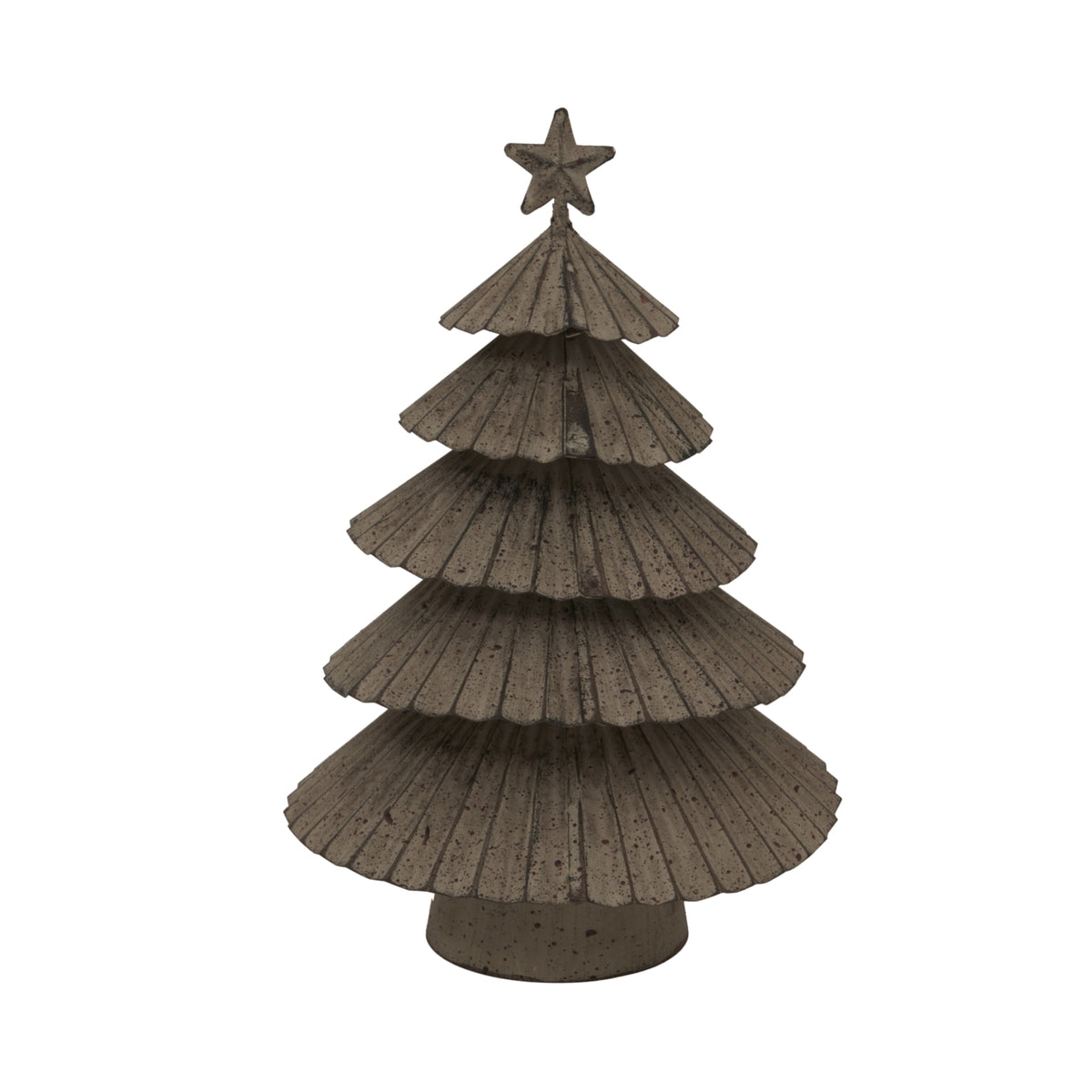 Large Rustic Metal Layered Tree With Star - SILVER
