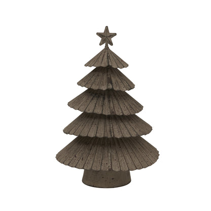 Large Rustic Metal Layered Tree With Star - SILVER