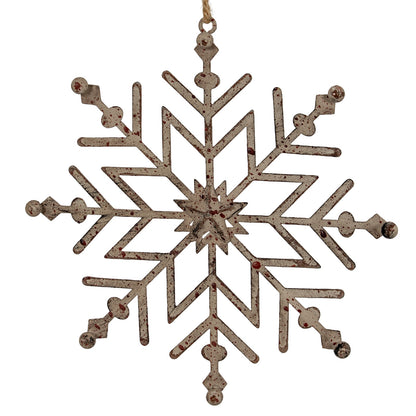 Rustic Hanging Ice Snowflake Decoration - WHITE