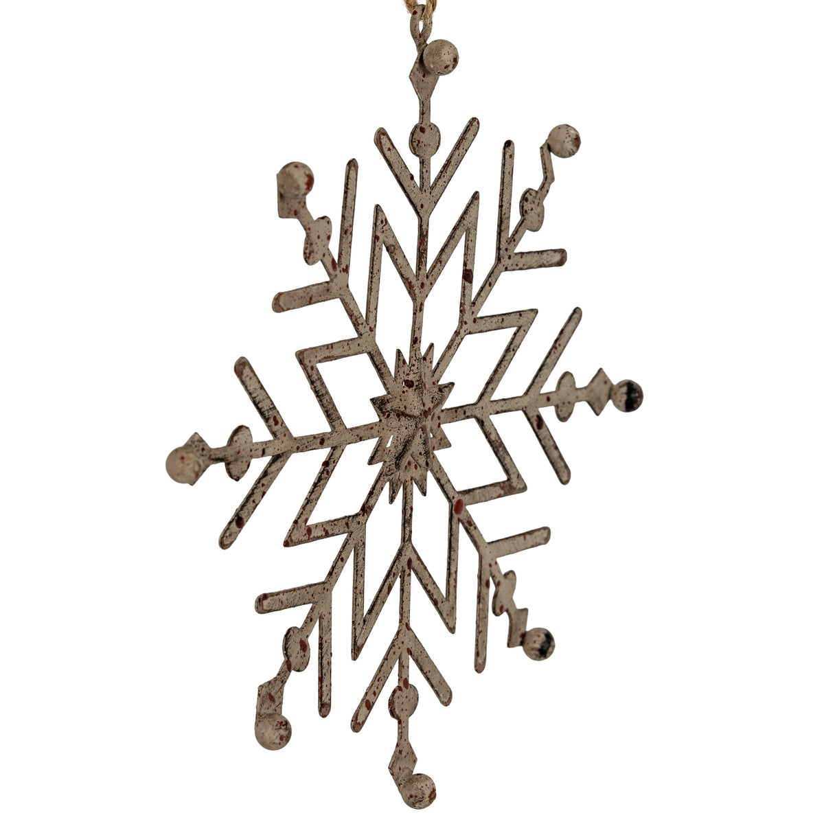 Rustic Hanging Ice Snowflake Decoration - WHITE