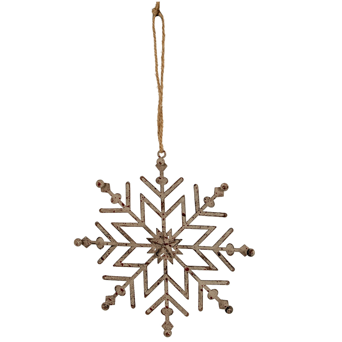 Rustic Hanging Ice Snowflake Decoration - WHITE